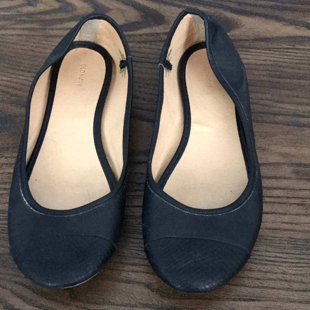 Black leather flats